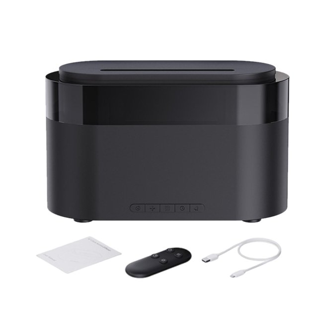 Siruishop Essential Oil Diffuser Flame Clock Aroma Diffuser Desktop Humidifier for Car Black