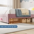 thumbnail image 3 of Princess Style Twin Upholstered Bed Frame - Scalloped Headboard, Storage Drawer, Durable Color Color Wood Slats, Sturdy, Noise-Free, Easy Assembly, No Box Spring Needed - Pink, 3 of 7