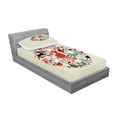 thumbnail image 2 of Ambesonne Christmas Fitted Sheet & Pillow Sham Set, Traditional Motif, Twin, Beige and Red, 2 of 2