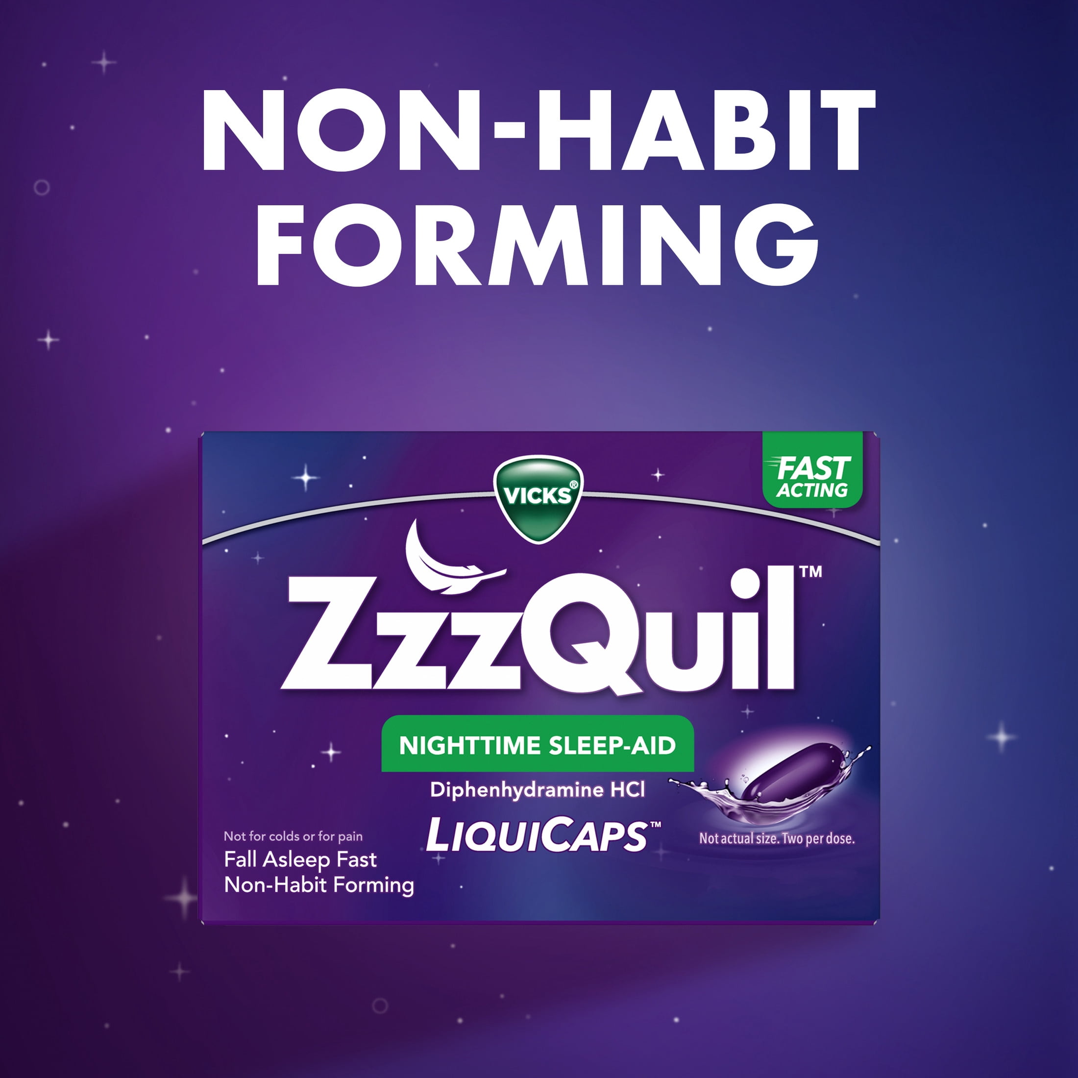 (2 pack) ZzzQuil LiquiCap Sleep Aid, Diphenhydramine 25mg HCl, 48 LiquiCaps