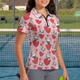 thumbnail image 3 of Whosucclay French Bulldog Puppy Strawberry Half Zipper Golf Short Sleeve Top, Polyester Polo Shirts Easy Care Elastic Tennis Shirts for Gym Outdoor Vacation Size X-Large, 3 of 10