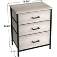 thumbnail image 3 of QRKD Nightstand Dresser with 3 Faux Wood Drawers - Bedside Table Chest with Storage, Steel Frame, Wood Top, Easy Pull Fabric Bins for Bedroom, Living Room, Closet & Dorm Furniture Lamp Stand, 3 of 8