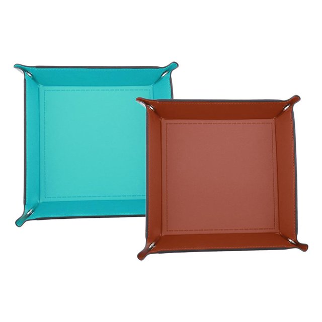 2 Pedazos Tablero de Dados PU de material cuero Bandeja de Balanceo Soporte Cuadrado Plegable para Juegos de Dados CUTICAT Almacenamiento de dados de juegos de mesa