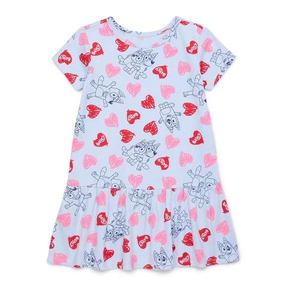 Bluey Toddler Girls’ Print Dress with Short Sleeves, Sizes 2T-5T