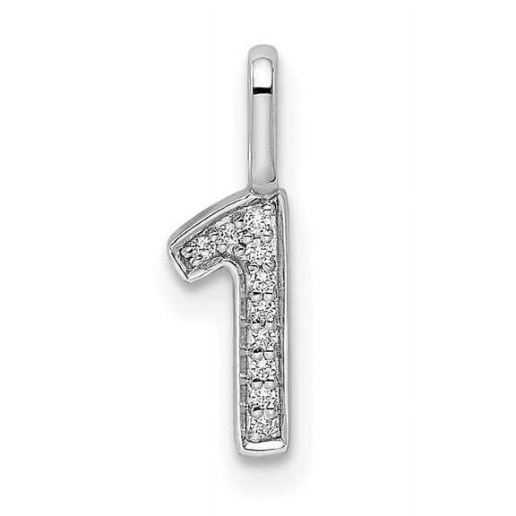 Finest Gold 14K White Gold Diamond Number 1 Pendant