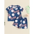 thumbnail image 4 of Suagox 2Pcs Baby Boy Summer Outfits Short Sleeve Dinosaur/Baseball Print Tops + Shorts Set Toddler Clothing for 6-24 Months and 2-4 Years Old Boy, 4 of 10