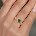 thumbnail image 4 of Gem Stone King 18K Rose Gold Plated Silver Green Nano Emerald and White Moissanite Halo Ring for Women | 0.88 Cttw | Heart Shape 6MM | Gemstone May Birthstone | Size 7, 4 of 6