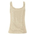 thumbnail image 6 of KHONTS Women's Summer Fashion Sequin Tanks Tops Sparkle Slim Fit Camisole Sleeveless Vest Lightweight Shimmer Tunic Tops Beige XL, 6 of 7