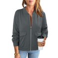 thumbnail image 3 of Gytharion Shacket Jackets for Women Lightweight Casual Long Sleeve Stand Collar Jacket Loose Comfy Full Zip Up Baseball Coats Fashion Solid Fall Outerwear with Pockets, 3 of 7