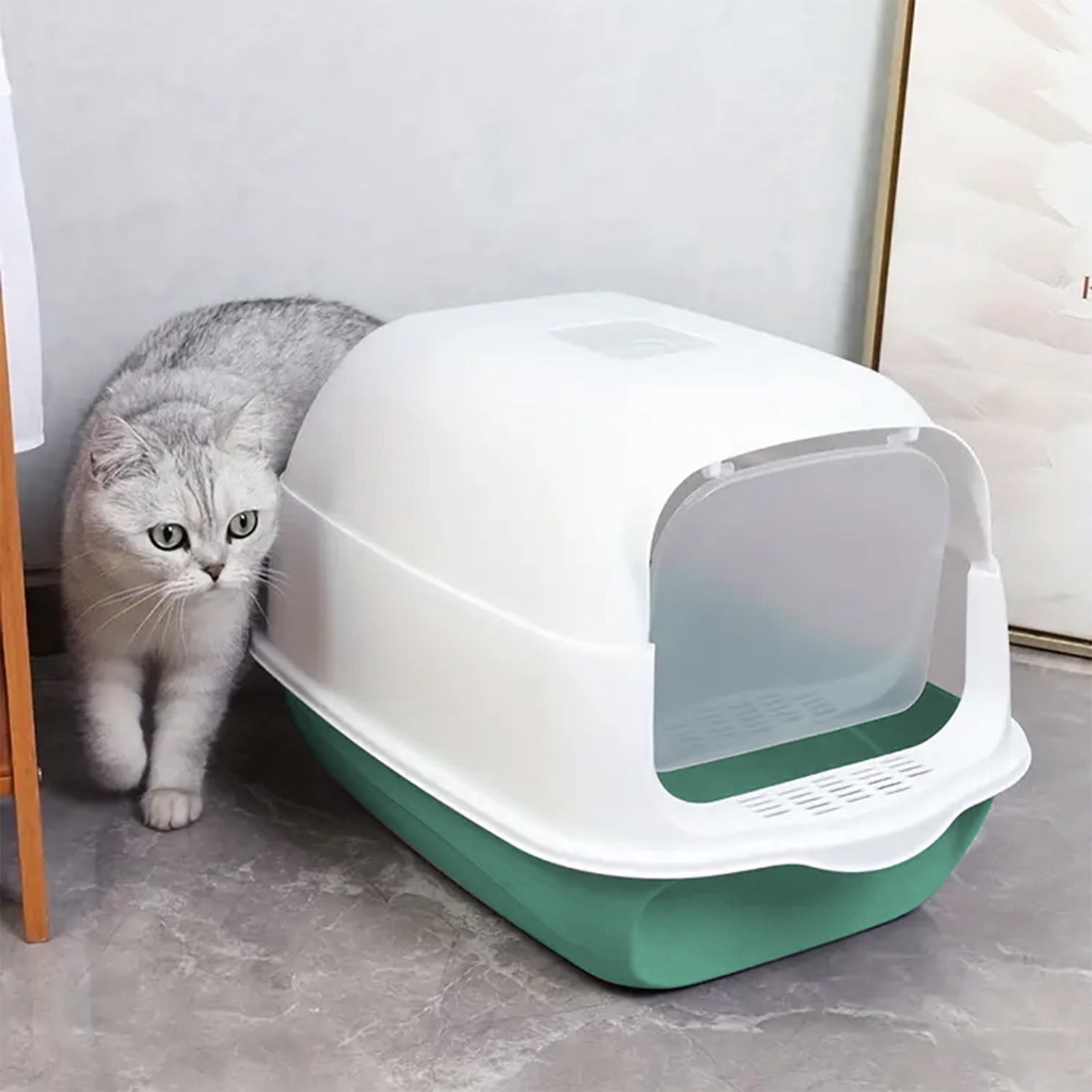 Ycandiee Foldable Cat Litter Box, Fully Enclosed Litter Box with Lid, Covered Kitty Kitten Litter Boxes Enclosure with Scoop, Odor Control, Easy to Clean