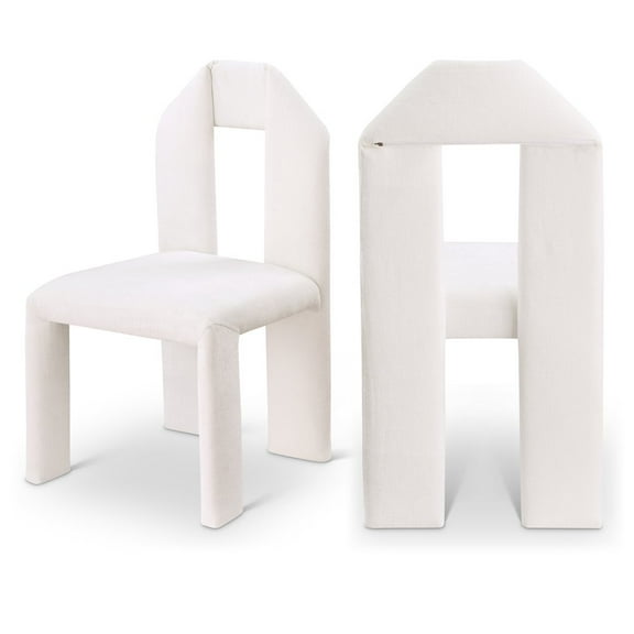 Meridian Furniture Bennett Cream Chenille Fabric Dining Chair (Set of 2)