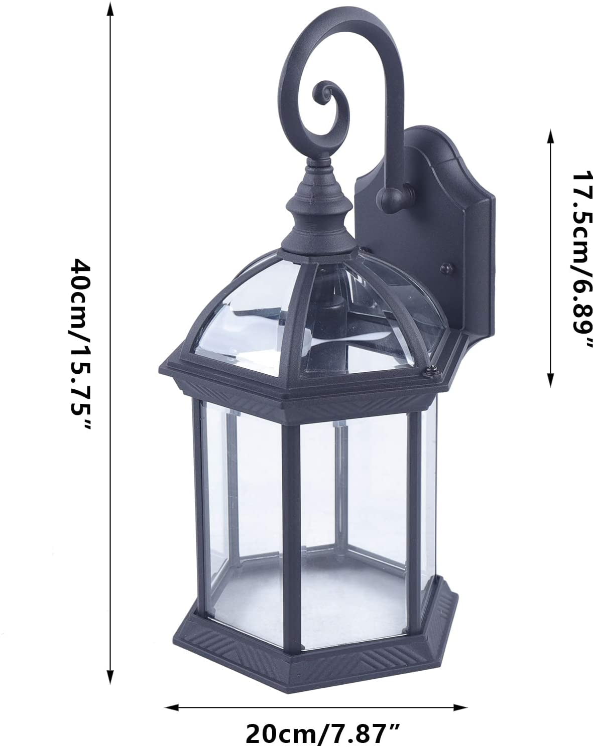 Black Rectangular Outdoor Lantern: Choose from in 27 or 19