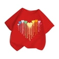 thumbnail image 2 of Piuwrlz T-Shirts Tops for Kids Girls Short Sweatshirt Sleeve Solid Color Round Neck Cotton T Shirt Top Red Size 6 Years, 2 of 7