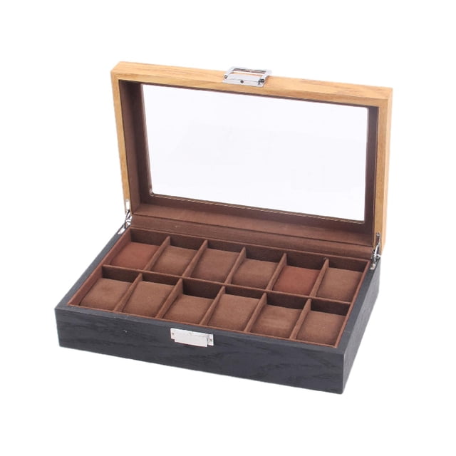 Vitrina Organizadora de Exhibición de Relojes, Almacenamiento de Joyas, Caja de Almacenamiento Portátil para Relojes, Caja de Exhibición para Relojes 12 ranuras Hugo Caja de reloj