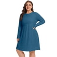 thumbnail image 6 of Cueply Women's Plus Size Ribbed Knit Dress Long Sleeve Crew Neck Empire Waist Casual A-Line Dress with Pockets, 6 of 8