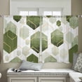 thumbnail image 4 of Sage Green Geometric Sheer Curtains 54 Inches Length 2 Panels Set, Window Sheer Curtains for Living Room/Bedroom, Gold White Hexagon Modern Light Filtering Rod Pocket Curtain 52'' x 54'' x 2, 4 of 7