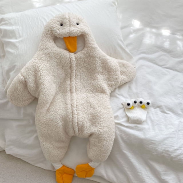 Mono de invierno para bebé, mono de bebé, mono de ganso blanco, mono para bebé pequeño, diseño revolucionario