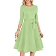 thumbnail image 2 of Women's Cocktail Dress Evening Dress 3/4 Sleeve Solid Color Vintage Wedding Guest Dress for Party Banquet Spring Fall,Light Green,XL, 2 of 6