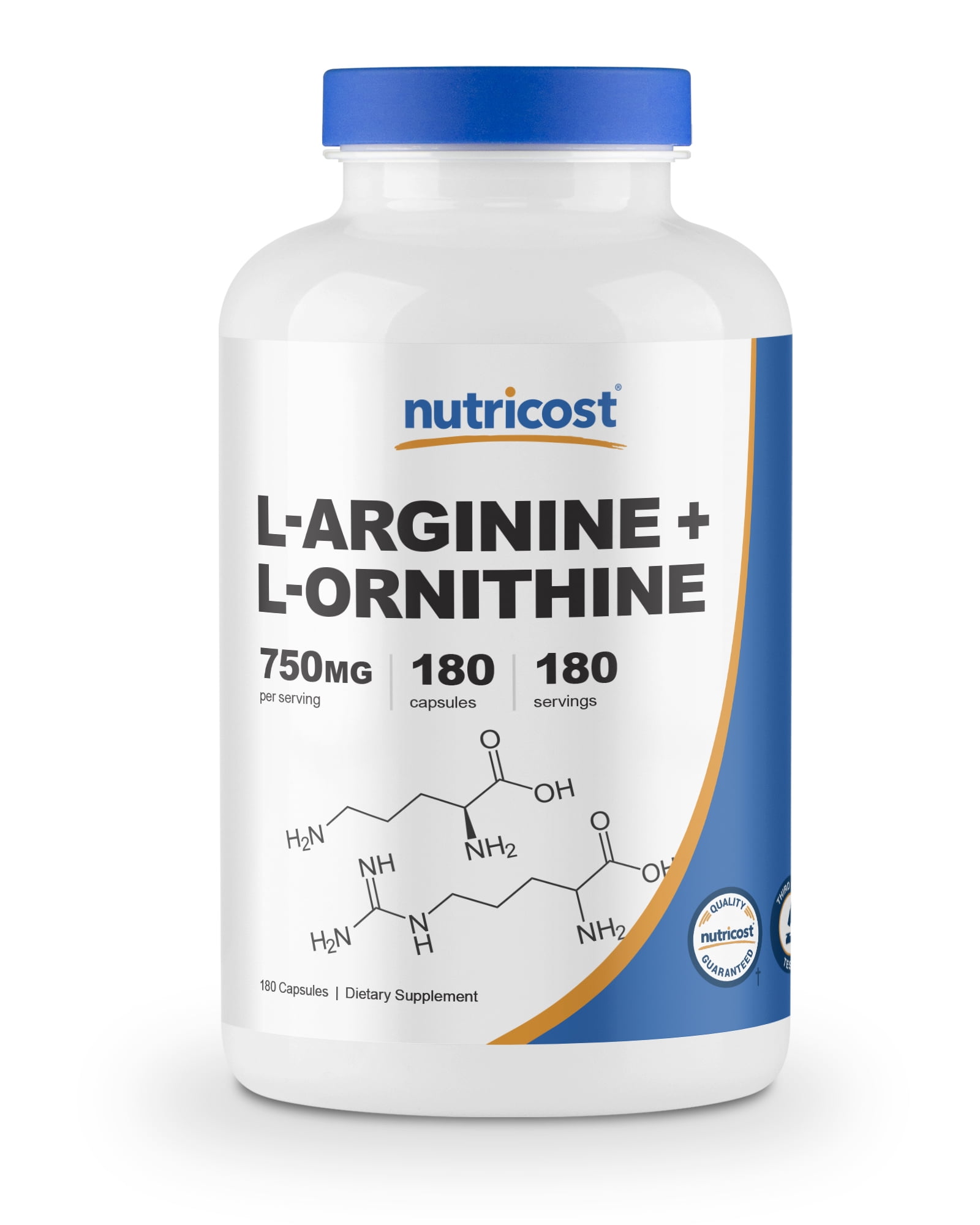 Nutricost LArginine LOrnithine 750mg; 180 Capsules