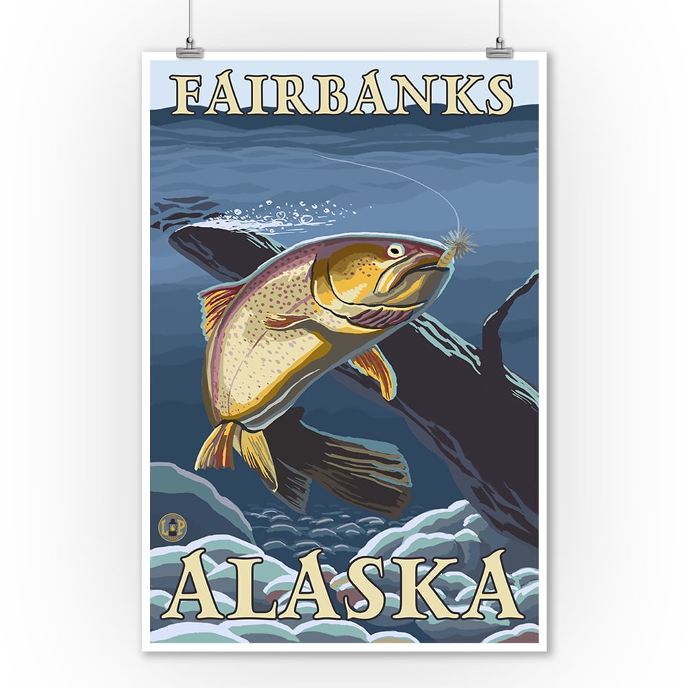 Trout Fishing CrossSection Fairbanks, Alaska LP Original Poster
