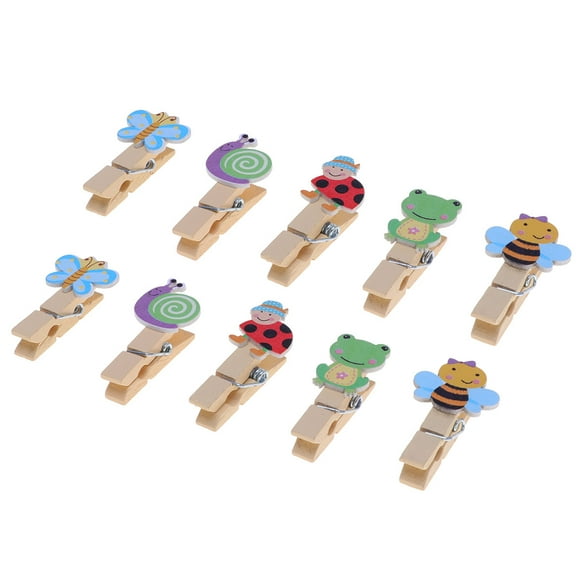10pcs Animaux de Bande Dessinée Clips en Bois Clips Photo Adorable Abeille Clip d'Image