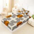 thumbnail image 4 of Castle Fairy Retro Geometric Pattern Twin Sheet Sets 3pcs for Adults, Abstract Art Bedding for Bedroom, Orange Beige, 4 of 6