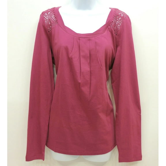 K. Jordan Burgundy Long Sleeve Lace Knit Top Shirt Women's Plus Size 1X