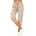 thumbnail image 4 of JYnXIANTI Pantalon Capri pour Femmes à Cordon, Taille Mi-Haute, Bas Resserré, Capris Cargo, Plein Air, Randonnée, Sport, Voyage, Pantalon, 4 of 7