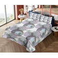 thumbnail image 4 of Ambesonne Music Emoji Fitted & Top Sheet Set with Shams, DJ Funny Face Trippy, Champagne Lilac and Grey, 4 of 5