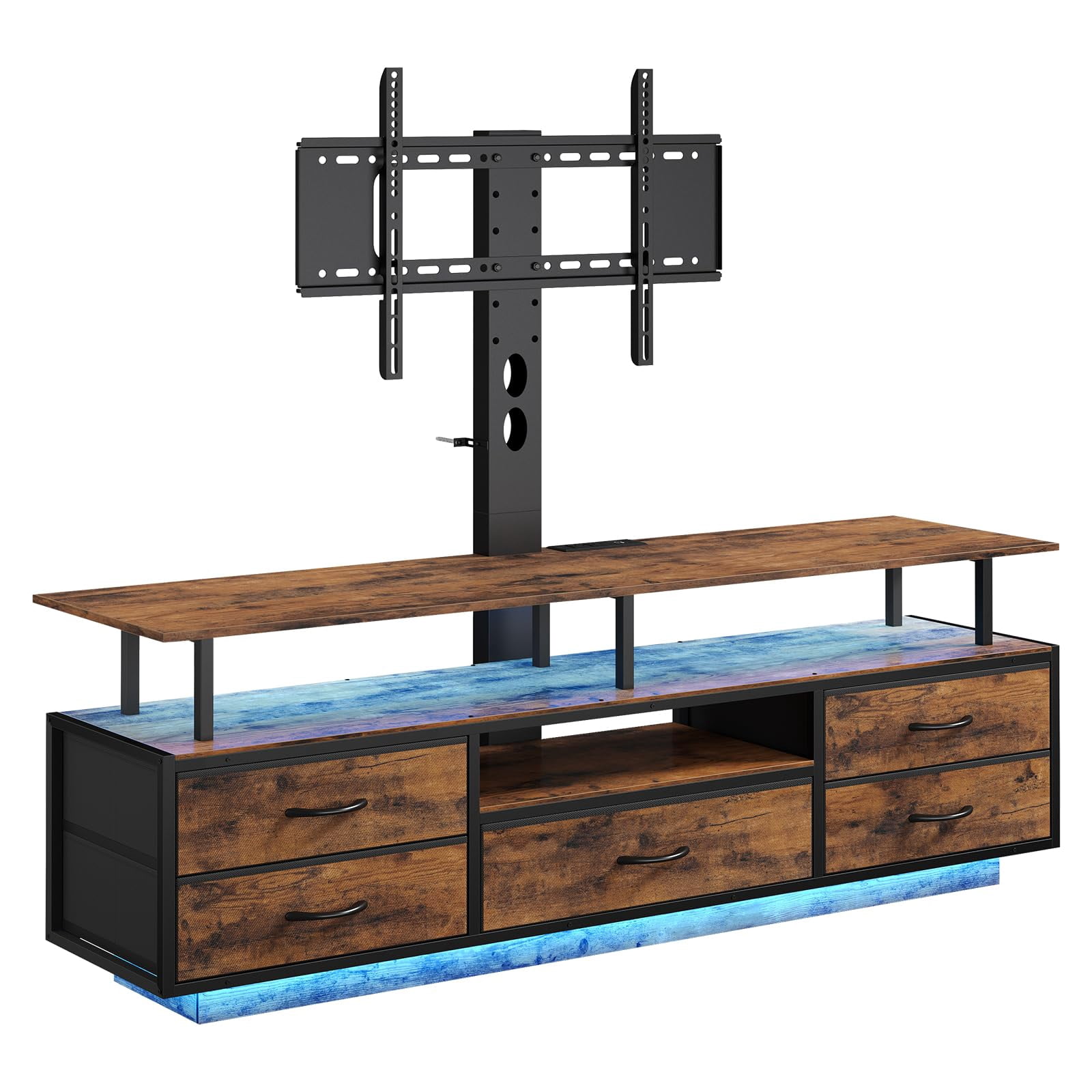 Afuhokles TV Stand with Mount for 32/55/65/70 inch TVs with Power Outlets and Storage, Entertainment Center with Storage for Living Room, Rustic Brown