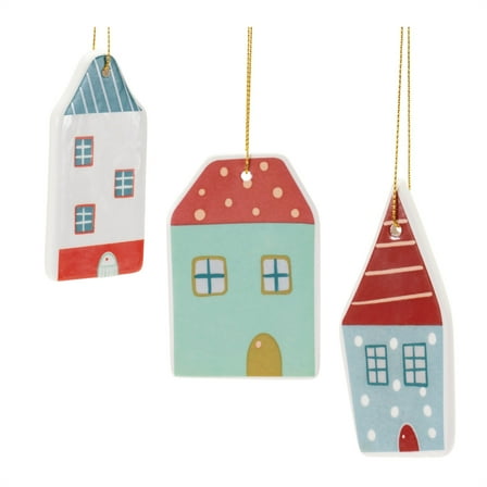 Melrose Ceramic Winter House Ornament Set of 12