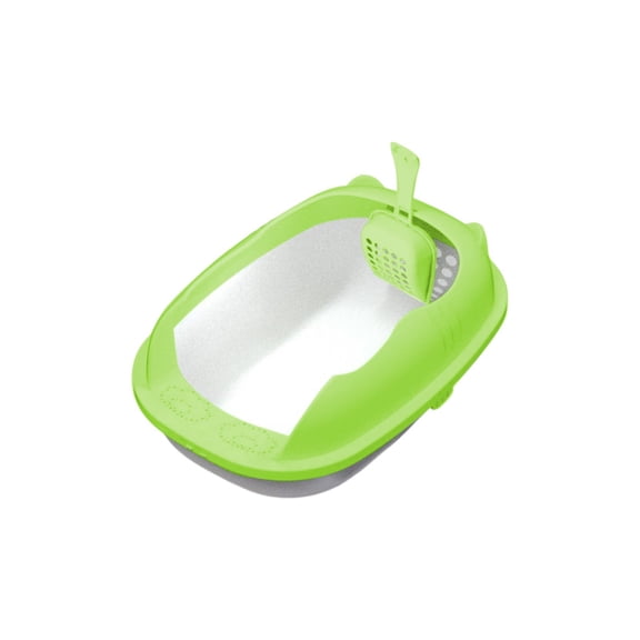 Semi-Enclosed Splash-Proof Cat Litter Box with Scoop, Low-Entry for Kittens, Spacious Interior, Easy-Clean, Eco-Friendly Material, Non-Slip Base