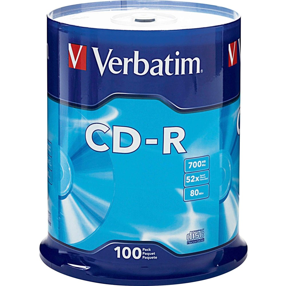 Verbatim CDR Blank Disc 700MB 80 Minute 52x for Data and Music 100