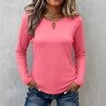 thumbnail image 6 of Women's Tops Long Sleeve Summer Plus Size Solid Round Neck Casual Blouse Top, 6 of 8