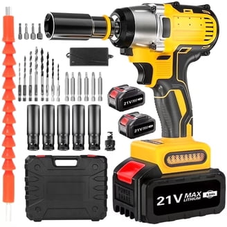Cordless Impact Wrench Kit – 1/2” Drive, 225 Ft-lbs (300Nm) Torque, 2 X 3.0Ah Batteries, Fast Charger, 6 Sockets – For Auto, Truck, And DIY