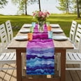 thumbnail image 4 of Blue Pink 90 Inch Table Runner, Gradient Color Block Abstract Modern Painting Farmhouse Dresser Scarf Cotton & Linen Tablerunner for Dining/Kitchen Island/Holiday Party Décor 13" x 90", 4 of 9