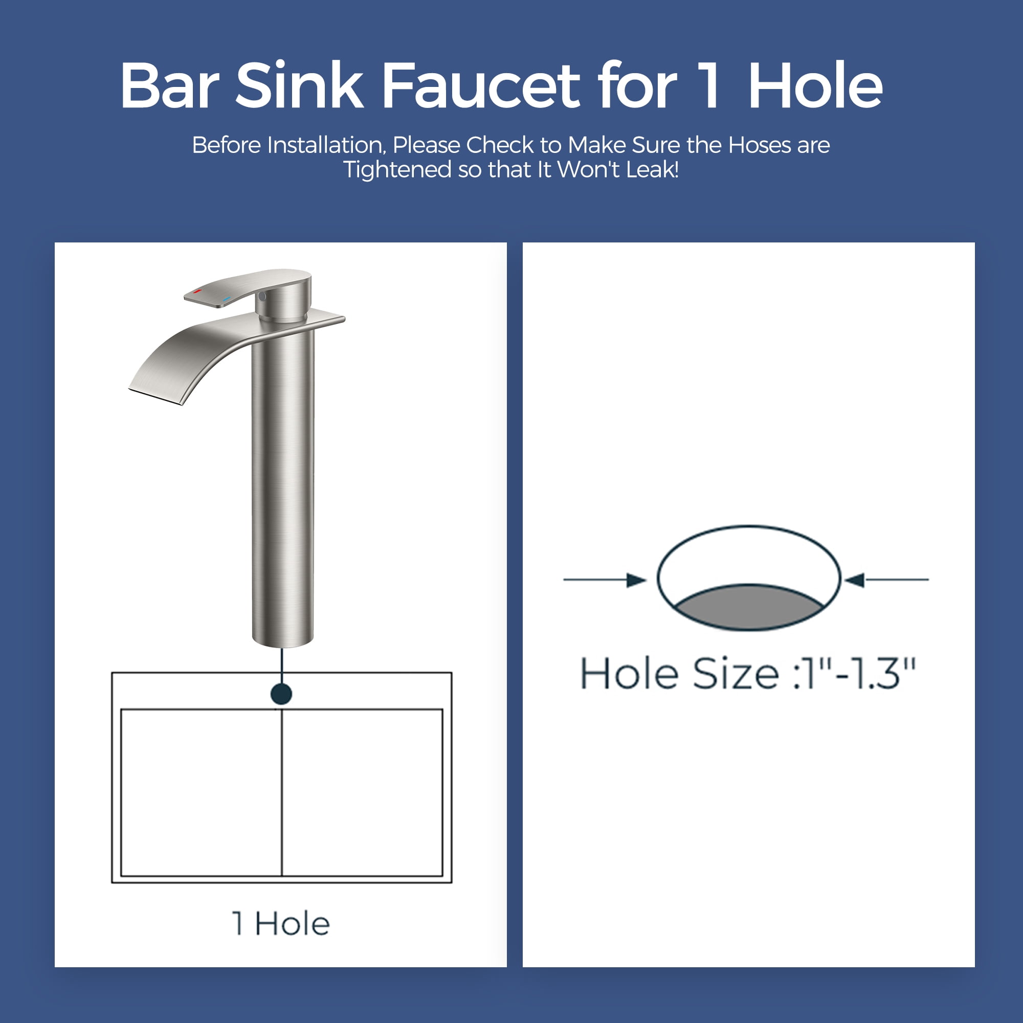 TVOFEK Tall Waterfall Bathroom Vessel Sink Faucet Single Handle, One Hole Brushed Nickel Bathroom Faucet with Metal Pop up Drain and cUPC Hoses, 11 inch Faucet for Basin Bath