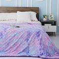 thumbnail image 3 of Softlife Fuzzy Rainbow Throw Blanket for Girls,Warm and Cozy Fleece Colorful Blankets for Baby Bedroom Couch, Faux Fur Sherpa Blanket for Home Decorative,60"x80",Purple, 3 of 7