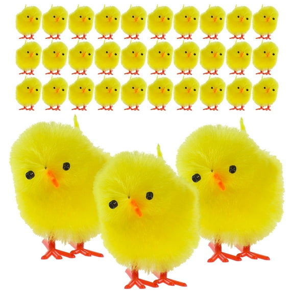 IMIKEYA Imikeya Yellow Chick Figurines for Home Decor Plush and Plastic 36Pcs