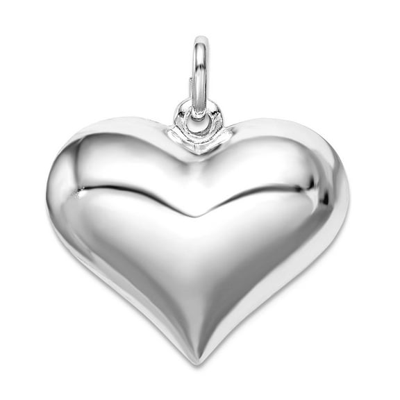 925 Sterling Silver Hollow Polished Puffed Love Heart Pendant Necklace 22x24mm Wide Pendant for Women