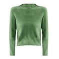 thumbnail image 4 of ManxiVoo Women's Knit Crew Neck Long Sleeve Pullover Sweater Soft Andy Yarn Textured Relaxed Fit Casual Top M Size Green, 4 of 4