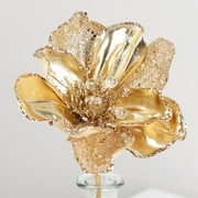 Elegant Gold Metallic Artificial Beaded Magnolia Stem by Factory Direct Craft