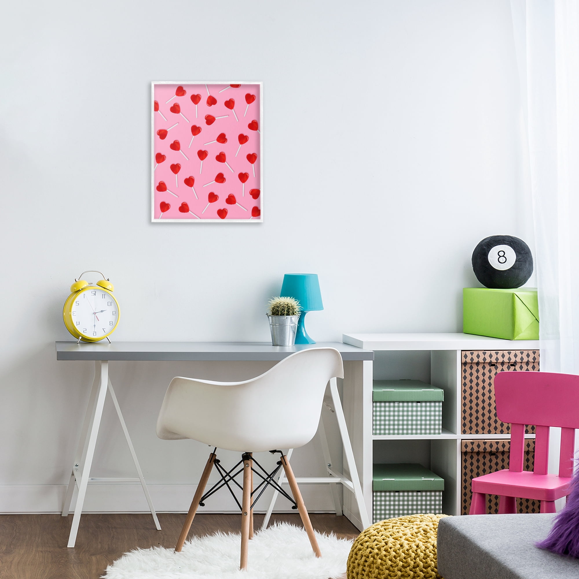 Stupell Industries Heart Lollipop Pattern White Framed Giclee Art, design by LISH Creative