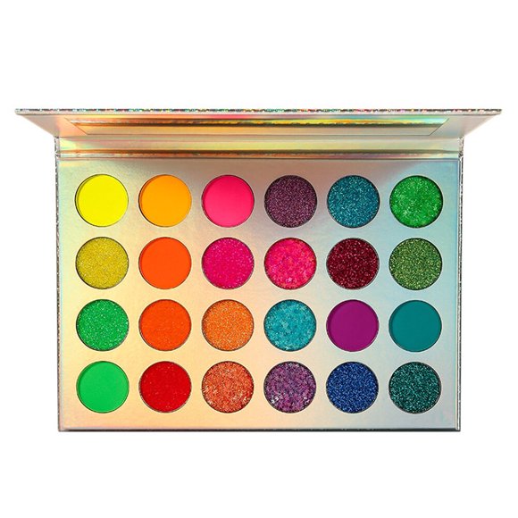 Neon 24 Color Glow In The Dark Glitter Eyeshadow Palette Neon Eye Shadow Luminous Eye Shadow Palette
