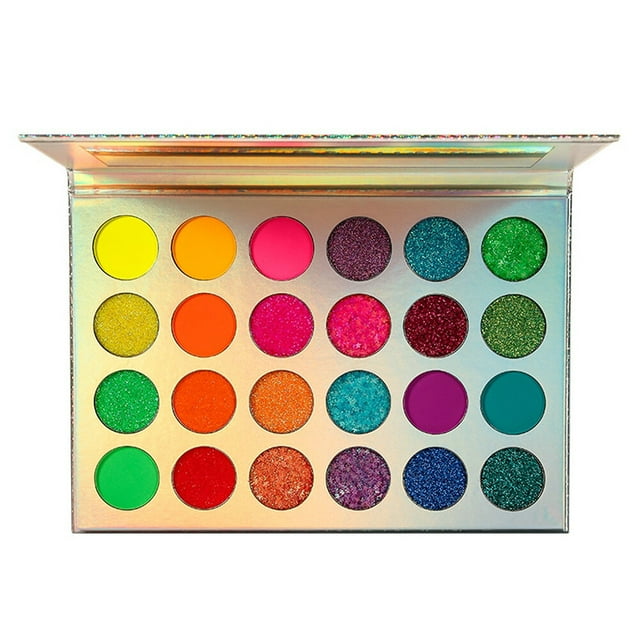 Neon 24 Color Glow In The Dark Glitter Eyeshadow Palette Neon Eye Shadow Luminous Eye Shadow Palette