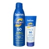 Coppertone Sport Sunscreen Spray + Face Sunscreen Spf 50, Water Resistant Sunscreen Pack, Spray Sunscreen And Facial Sunscreen Lotion (5.5 Oz Spray + 2.5 Fl Oz Tube).