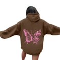 thumbnail image 5 of Womens Oversized Hooded Sweatshirt Pink Ribbon Graphic Long Sleeve Cancer Awareness Hoodies Fall Fashion Tops 2025, 5 of 5