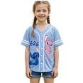 thumbnail image 2 of Disney Lilo & Stitch Girls Baseball Jersey Shirt Button Down Kids Tee Stitch Angel Sizes 4-16, 2 of 8