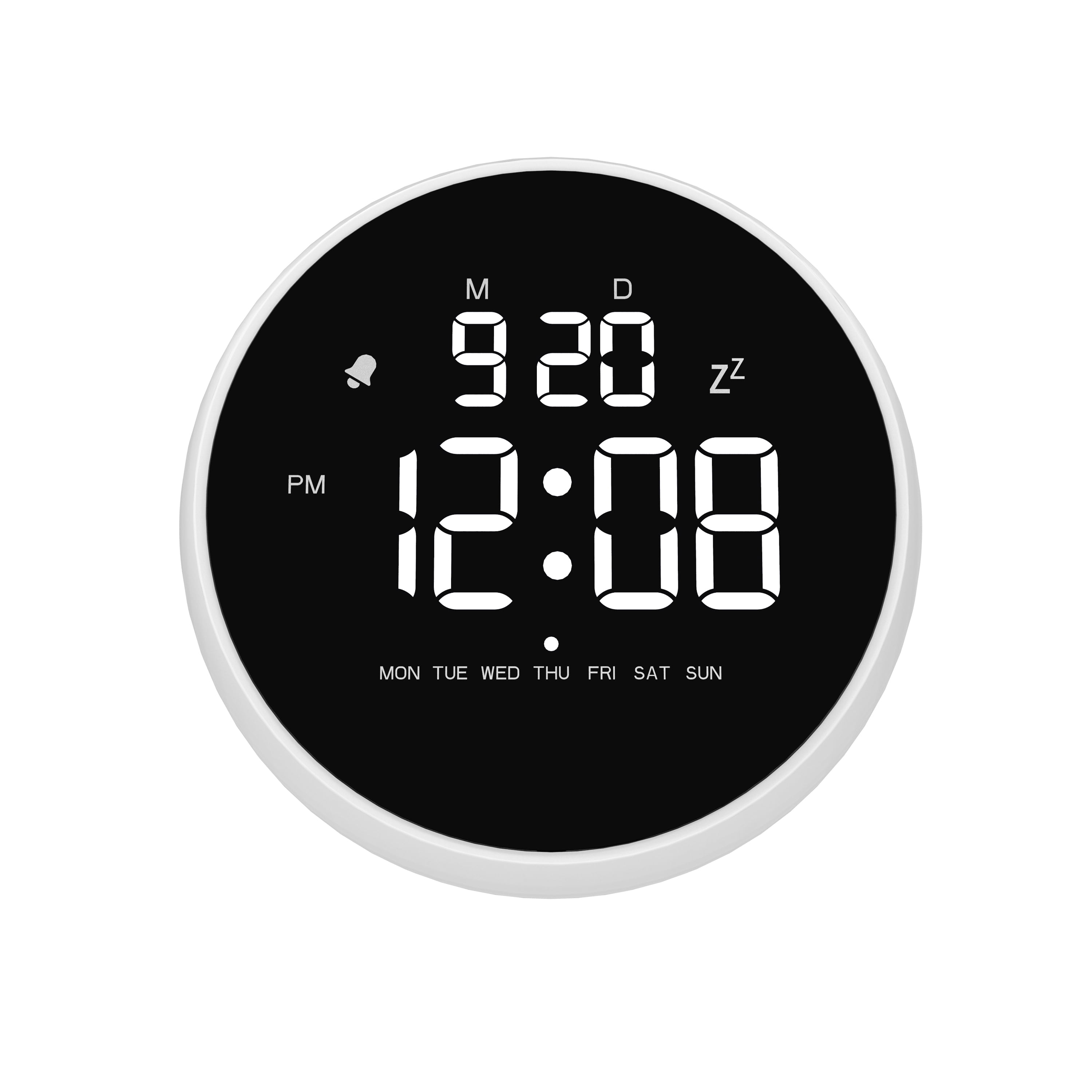 HOME TRENDS PL Round White  LED Table Clock, Alarm Clock