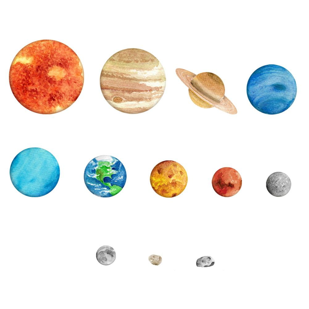 Tie Lion 9pcs Planets Luminous Wall Stickers Waterproof Diy Kids Room Decor Gifts Walmart Com